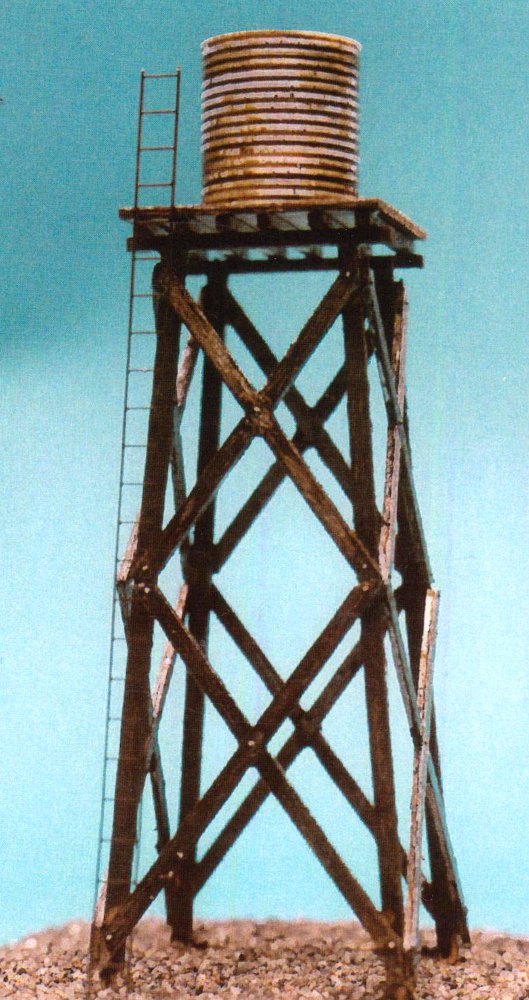 Corrugated iron farm tank on tower