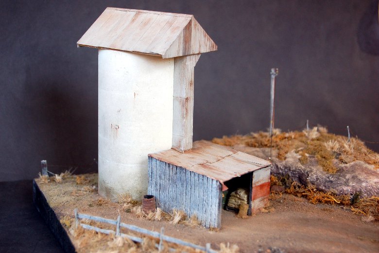 Farmer's wheat silo and shed