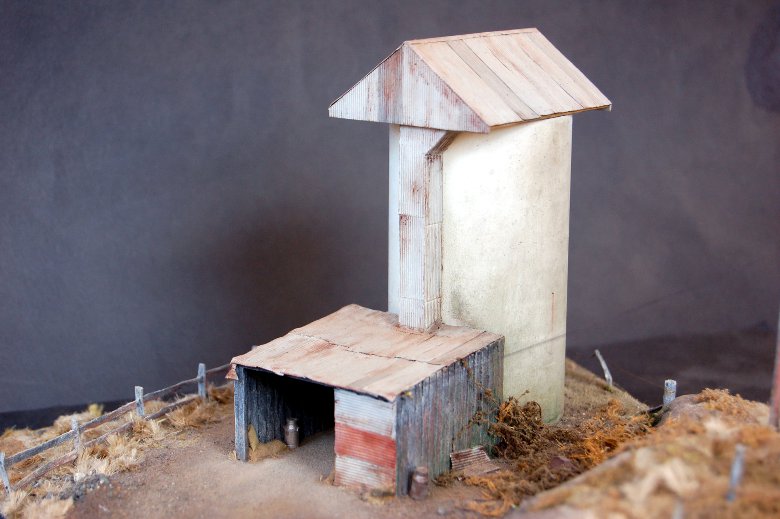 Farmer's wheat silo and shed